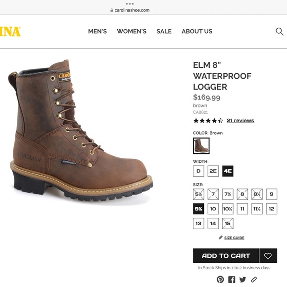 Carolina 8” Elm Logger Waterproof Boot Size 9.5 4E - Picture 10 of 10